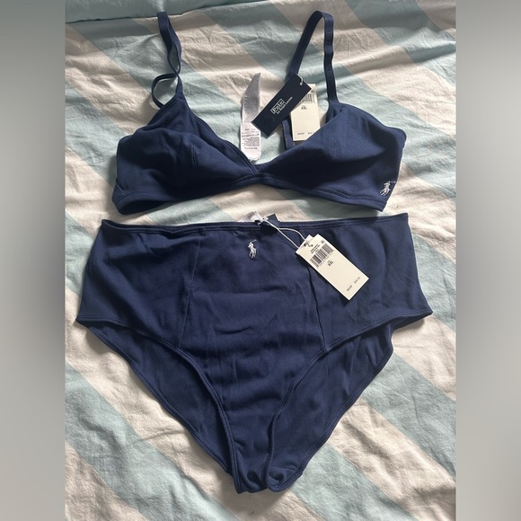 Polo Ralph Lauren Other - NWT Polo Ralph Lauren Ribbed Bralette & High-Waisted Brief Set – Navy Blue – XXL